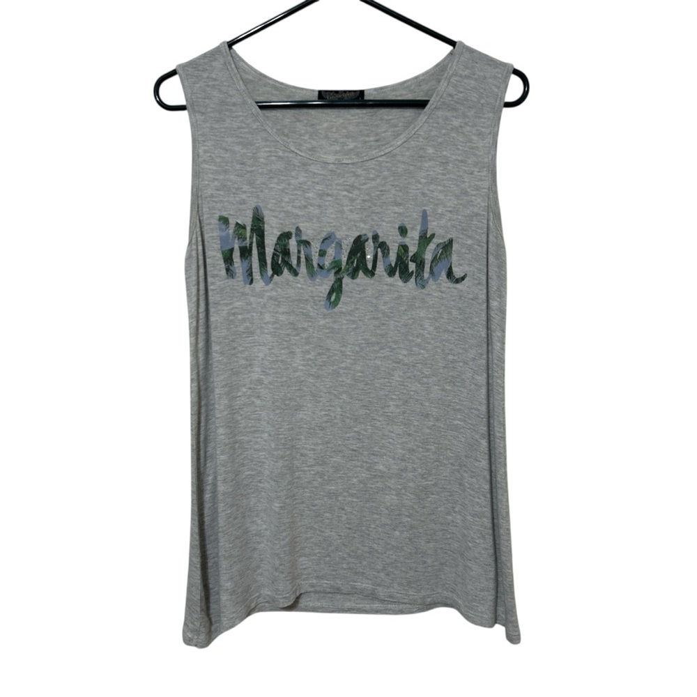 Vanilla Sugar Gray Margarita Tropical Graphic Sleeveless Tank Top Tunic Size S